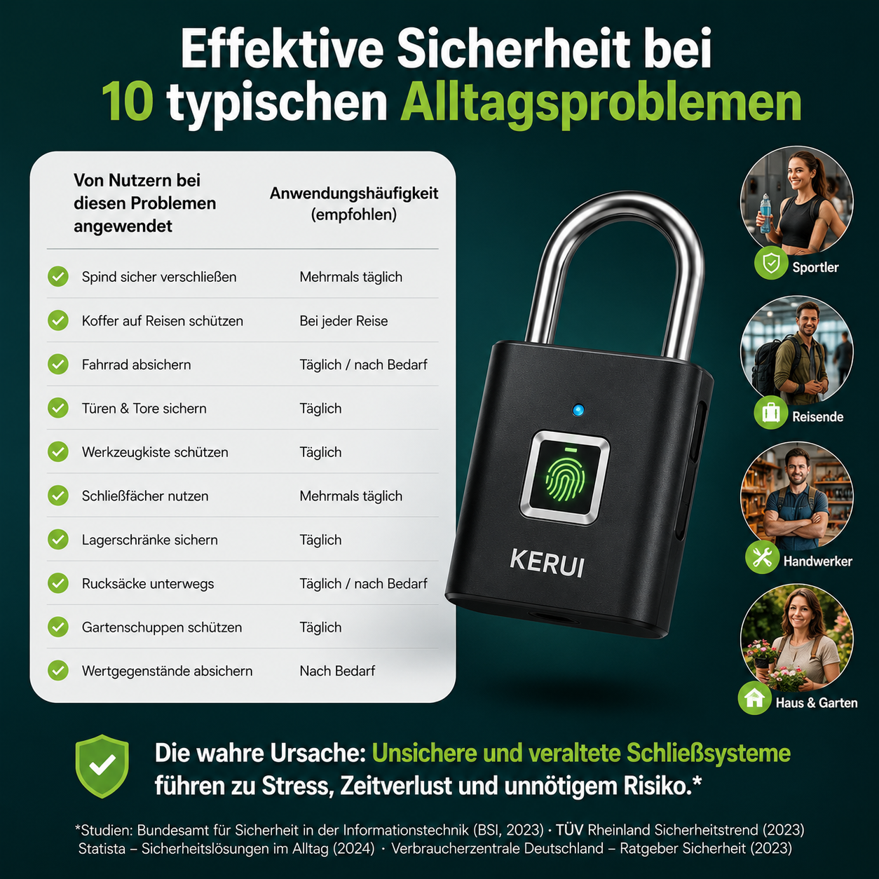 Vorhängeschloss mit Fingerabdruck